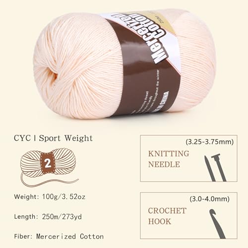 Image of Katech 1OO% Cotton Yarn for Crocheting & Knitting-2 Sport Weight-Baby Yarns