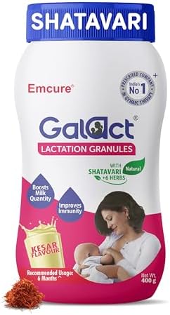 Galact Lactation Granules 400g | India's Only Brand with 100+ Patient Clinical Trial | Lactation Supplement for Breastfeeding | 4X Milk Boost | Shatavari & 6 Herbs | 20 Days Pack | Kesar Flavour