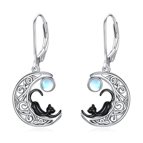 Midari Moonstone Earrings 925 Sterling SilverTree of Life Earrings/Owl Earrings/Bat Earring/Black Cat Earring Moonstone Earrings Birthday Moonstone Jewelry Gift for Women