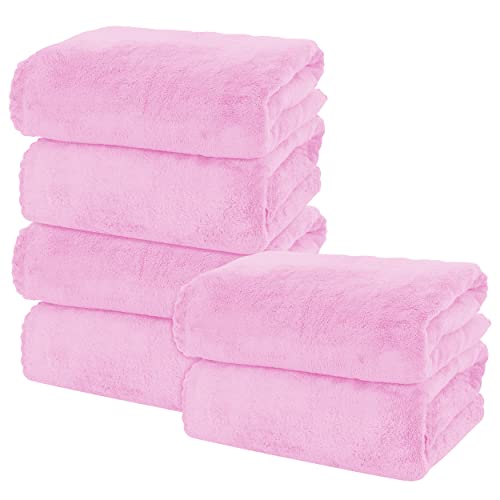 MOONQUEEN 6 Pack Premium Bath Towel Set - Quick Drying - Microfiber Coral Velvet Highly Absorbent Towels - Multipurpose Use as Bath Fitness, Bathroom, Shower, Sports, Yoga Towel (Frozen Berry)