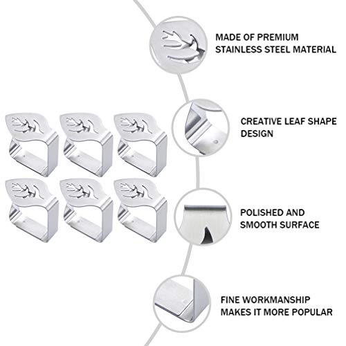 UPKOCH 6Pcs Titulares Forma de Folha de Aço Inoxidável Grampos Clips Toalha De Mesa Toalha de Mesa C