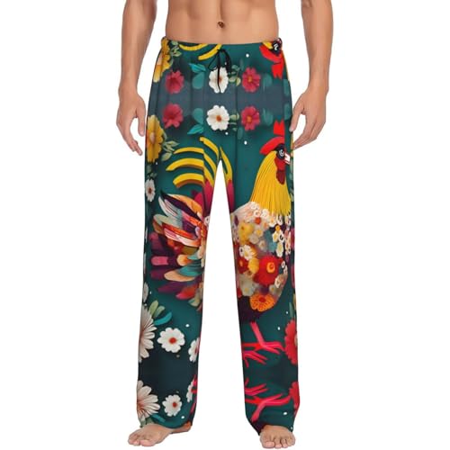 Pantalon de pyjama imprimé poulet noir taille S pour retrouver le plaisir d'être chez soi