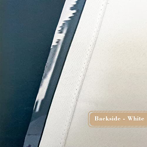 Navy Blue White Brown Oil Painting Room Darkening Blackout Curtains 84 Inches Long, Abstract Art Ombre Shading Drapes Window Treatment For Living Room Bedroom, 42" × 84", 2 Panels Set #TOP2