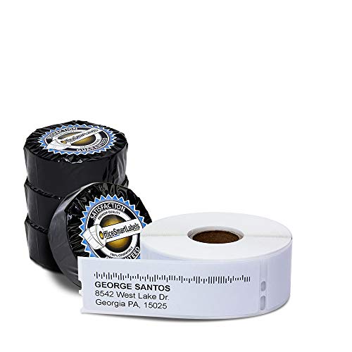 OfficeSmartLabels 1-1/8 x 3-1/2 inch Address Labels, Compatible with 30252 Labels (4 Rolls / 350 Labels Per Roll)
