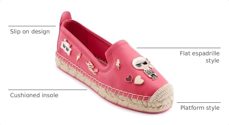 Image of Karl Lagerfeld Women's Michaela Slip on Espadrille Sandal with Pins