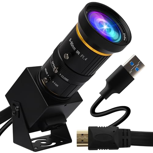 IEights Cámara web 4K USB 3.0 HDMI de 60 fps con zoom manual para computadora, mini quemadura de luz para grabador láser H.264, telescopio USB, seguridad industrial, cámara de PC para Raspberry Pi