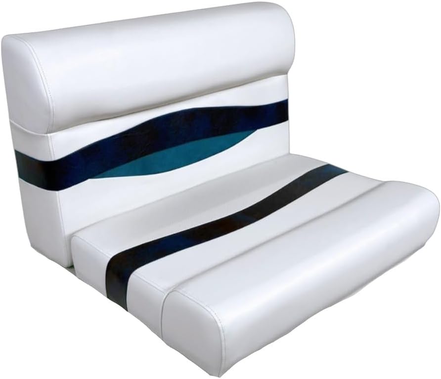Elite Series 28" Pontoon Bench Seat Cushion Set "Only" (White/Navy/Blue)