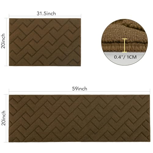 Image of hicorfe Kitchen Runner Rug,20 inchx59 inch+20 inchx32 inch Kitchen Set,Non-Slip Kitchen Mat