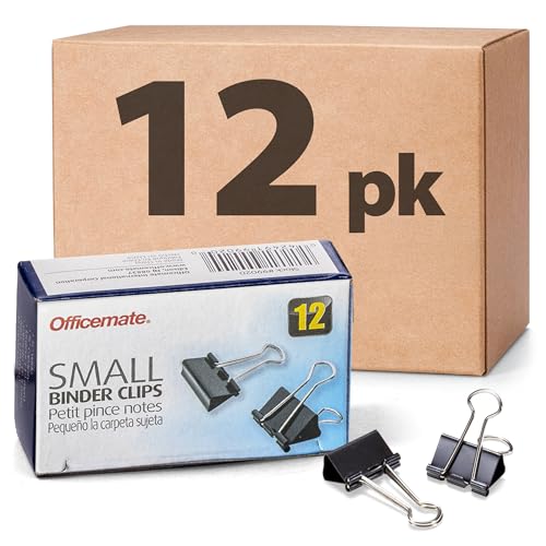 Officemate Small Binder Clips, Black, 12 Boxes of 1 Dozen Each (144 Total) (99020)