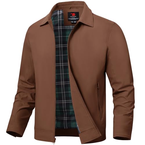 Image of TBMPOY Mens Lightweight Jackets Light Windbreaker Full Zip Casual Work Jacket Golf Business Fall Track Coat with Pockets