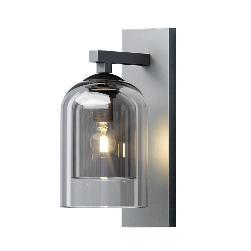 Aplique de Pared de Mediados de Siglo, Vidrio Ahumado, ámbar, para Interiores, Estilo Granero, Estilo rústico Industrial, Negro, para Cocina, sobre Fregadero, Dormitorio, Pasillo, Sala de Estar