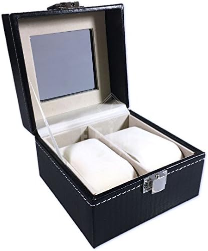 Felji 2 Slot Black Unisex Watch Box Leather Display Case Organizer