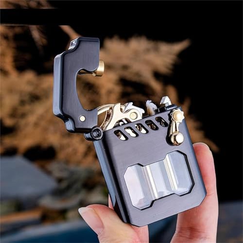 Encendedor metálico recargable a keroseno negro miniatura 5