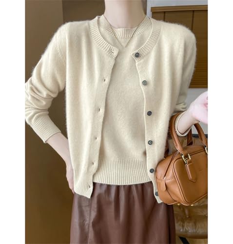 Women's Wool Cardigans Short Sleeve O-Neck Pullovers Cashmere Sweater Twinset Wool Knitwear Chic Tops2