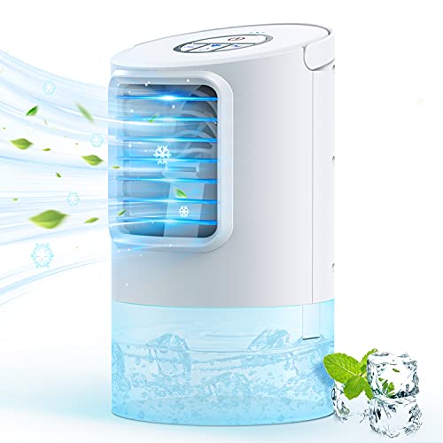 Portable Air Conditioner Fan, GREATSSLY Personal Evaporative Air Cooler Small Room Air Conditioner Portable with 3 Fan Speeds, 7 Color LED Night Light, Humidifiers Function for Bedroom, Home, Office