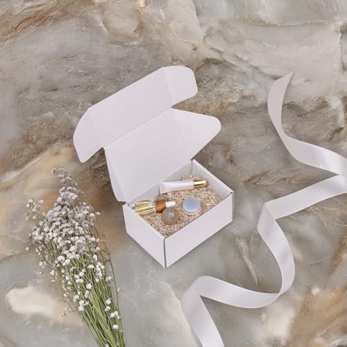 Image of RLAVBL 6x4x3 Shipping Boxes Set of 50, White Corrugated Cardboard Box for Packing, Mailing, Business