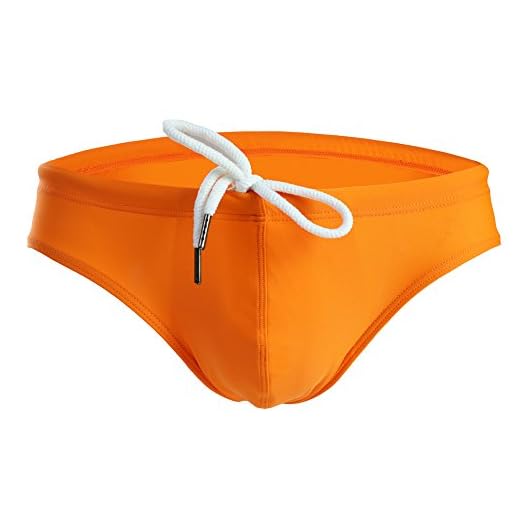 Summer Code Mens Solid Swim Briefs Drawstring Bikini Sport Swimsuit Orange