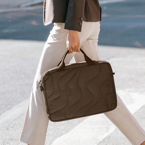 Image of tomtoc 13-14 Inch Protective Puffy Laptop Carrying Bag for Women, Lightweight Laptop Briefcase Fits 14-inch MacBook Pro M5 2025 & Other 13 inch /14 inch Computers, Work Bag Case Handbag with Organized Storage