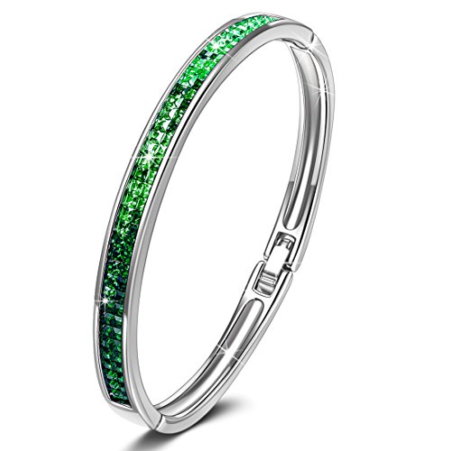 Kate Lynn Regalos Dia de la Madre Lifespring Pulsera Mujer Cristales Verde Swarovski Joya Regalo Mujer Cumpleaños de Navidad Dia Madre Mama Aniversario Niña Señora Boda Amigas Originales Romanticos