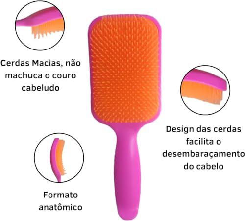 Outras Escova Raquete Desembaraçadora Funcional - Cores Sortidas