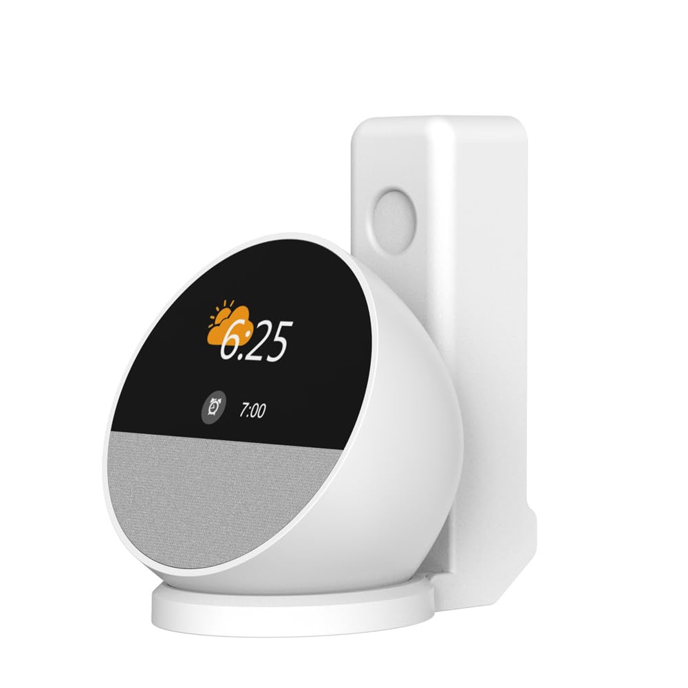 Genérico Soporte de Pared para Echo Spot 2024, Soporte de Pared con Gestión de Cables, Esconde los Cables Desordenados Estante Colgador de Altavoces, Ahorra Espacio para Echo Spot (Negro)