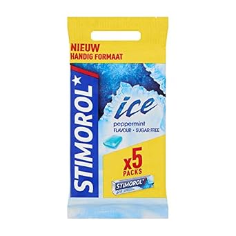 Stimorol Gum | Stimorol Chewing Gum | Stimorol Ice Peppermint 5 Packs | Stimorol Peppermint | 2.46 Ounce Total Weight