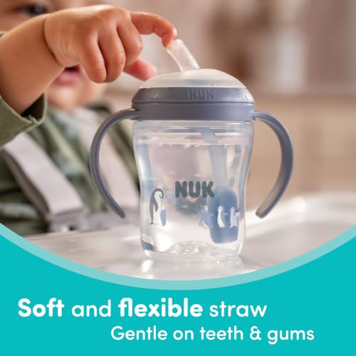Image of NUK Perfect Match Learner Straw Cup, 8 oz, 2 pack - Soft Straw, Easy-Grip Handles, BPA Free, Spill Proof Transition Sippy Cup