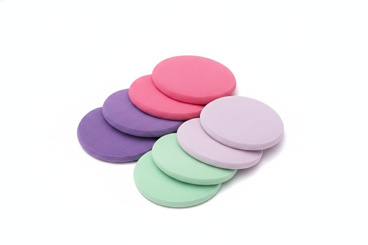 Pack of 8 Multi-Color Makeup Powder Puffs | Premium Round Cosmetic Sponges for Blending & Setting | Professional Beauty Tools for Women-picture-25