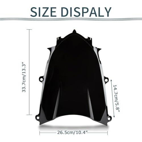 Image of Front Motorcycle Windshield Windscreen for YZF R6 2017-2025, R7 2021-2025 | premium ABS plastic, streamlined design, daily commute, front windshield replacement, Black