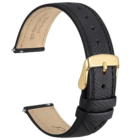 WOCCI Grace Watch Pasek do zegarka, skóra licowa, szybkie zapięcie, Quick Release, klamra ze stali nierdzewnej, szerokość paska 12, 14, 16, 18, 20 mm, 18mm, Skóra