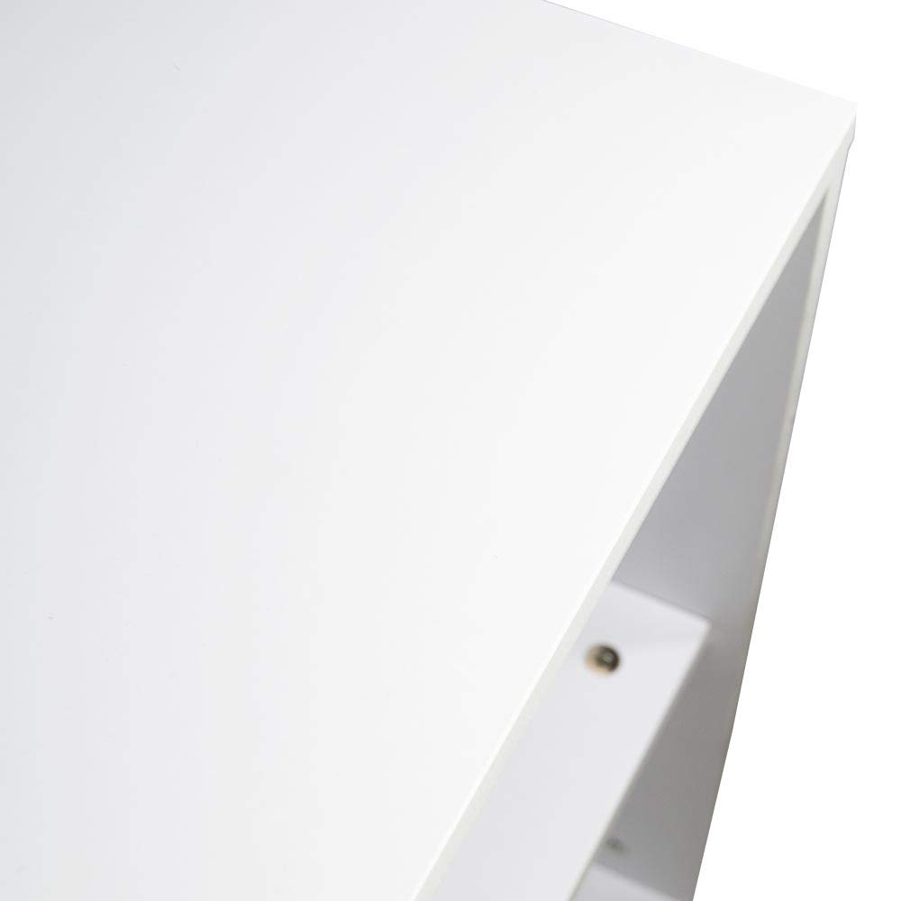 BAKAJI Libreria Bassa Scaffale 5 Ripiani con Ruote in Legno Antigraffio con strato Melaminico Tavolino Laterale Divano Design Moderno per Soggiorno Salotto Casa o Ufficio (Bianco)