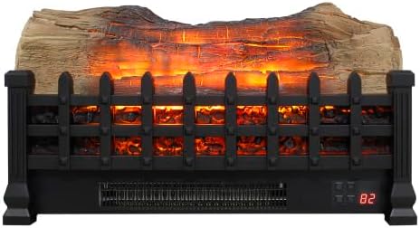 20 inch Electric Fireplace 3D Log Set Insert, Free Standing Fireplace Heater for Indoor (Antique Black)