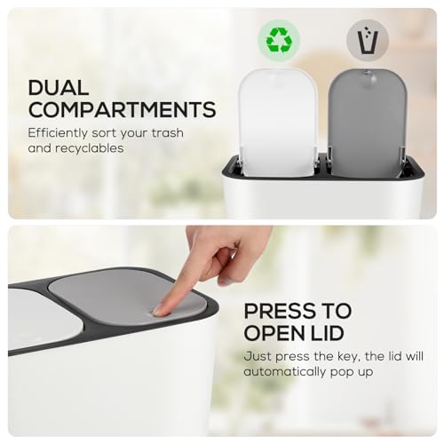 ABOOFAN Basurero Doble 15L para Cocina con Compartimentos miniatura 5