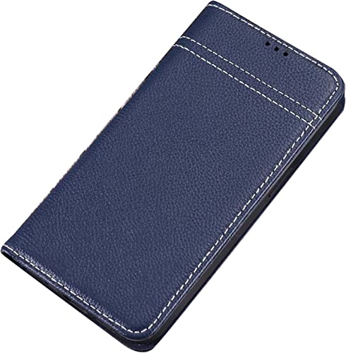 Étui magnétique iPhone 13 Pro Max cuir PU bleu avec fentes cartes