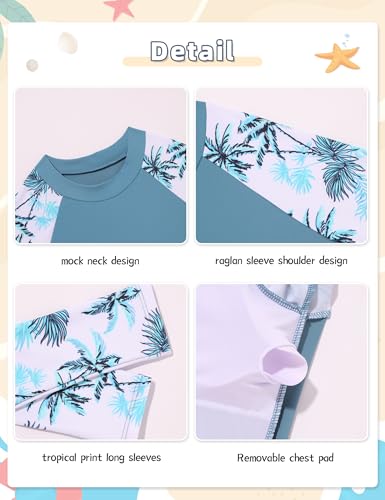 Image of Girls Rash Guard Swimsuits 2 Pieces Long Sleeve Bathing Suits Printed Girls' Swimwear for 6-14Years