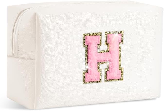Small Makeup Bags for Women - Waterproof Leather Cosmetic Bag A-Z Personalized Bag Portable Travel Women's Purse Girls Gifts