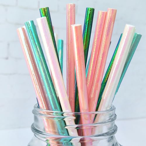 100 Pitillos de Papel Iridiscente para Fiesta miniatura 2