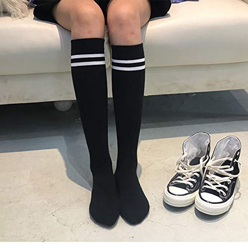 Deanyi Kawaii Calcetines Cutton Larga a Rayas Calcetines Calcetines Coreano japonés Lolita Kawaii Casual Muslo Altos Calcetines para Mujer Calcetines Largos para Mujeres de la Muchacha
