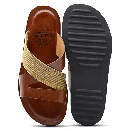 Sandália Masculina Chinelo Jacometti Couro Conforto Caramelo 42