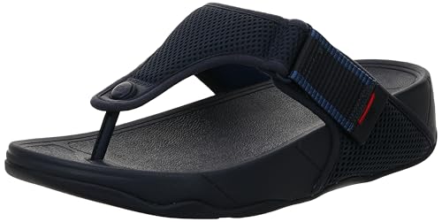 FitFlop Trakk Mens Adj. W-Resistant Mesh Toe-Post mens, Midnight Navy/Midnight Navy/Ocean Blue, 45 EU