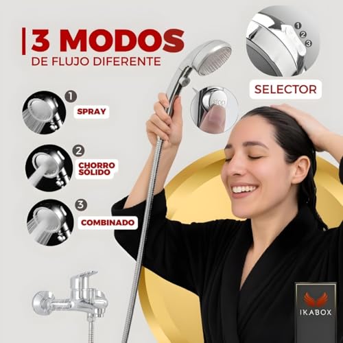 Miniatura 6 de Grifo Bañera Y Ducha Grifo Ducha Grifo Con Accesorios Griferia Para Bañera Y Ducha Monomando Ducha Grifo Ducha Monomando Pack De Set Ducha Completa Grifo Bañera Latón