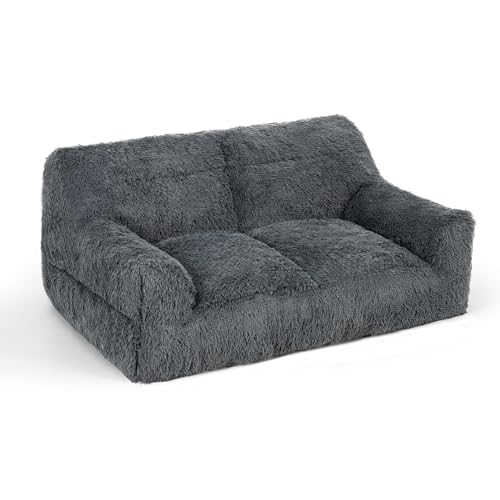Pamapic Pouf Salon, Pouf Géant 2 Places avec Éponge de Remplissage, Fauteuil Salon en Fausse Fourrure, Doux et Confortable, Idéal pour Salon, Chambre,...