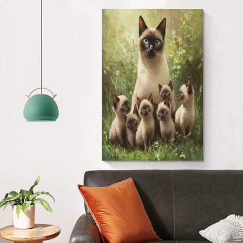 Cadeau Tableau Chat Siamois 60x90cm | Idée Déco Idéale Famille et Amis - 4