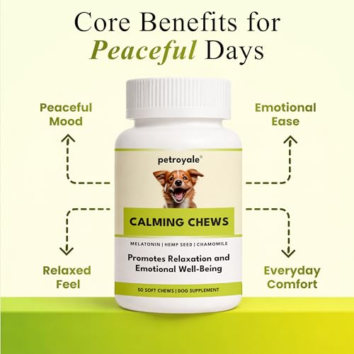 Image of Petroyale Calming Chews for Dog with Hemp Seed Oil - Anti-Anxiety Supplement for Dogs - Reduces Stress & Aggression in Dogs - Dog Behavioral Management - Natural Gentle Solution (50 Soft Chews)