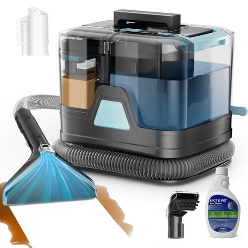 DEVOAC C8 Portable Carpet Upholstery Spot Cleaner Machine with Versatile Tools, Self-Cleaning, 18Kpa Powerful Suction, Pet Stain Remover, Car and Auto Detailer (Cyan)