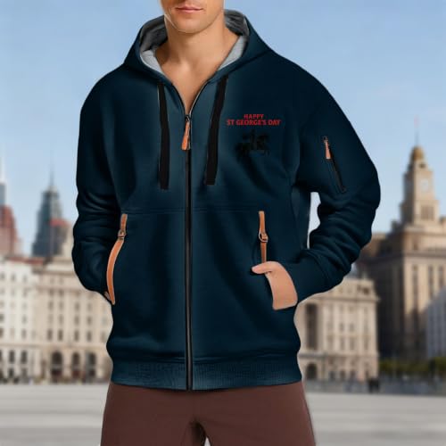 Sudadera con capucha para hombre cómoda con estampado y cremallera 2