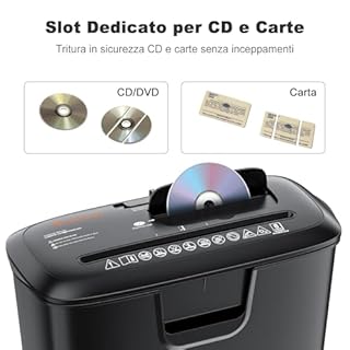 Bonsaii Distruggi documenti per casa ufficio, trituratore di carta a strisce da 8 fogli, distruggi CD/carte di credito con protezione da surriscaldamento, Cestino da 13 litri (S120-C)