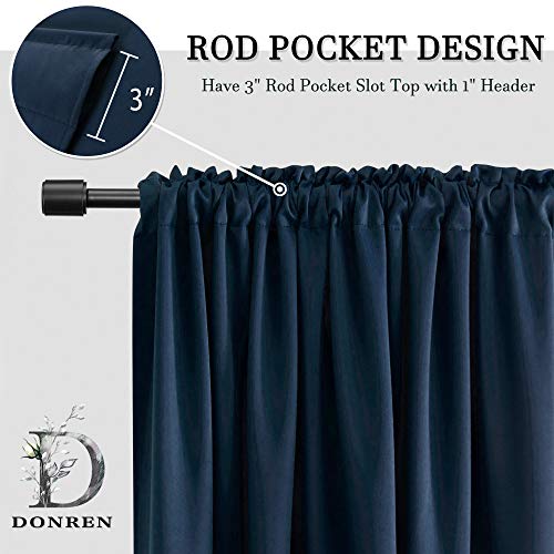 Image of DONREN Blue Curtains 72 Inch Length Thermal Insulated Room Darkening Blackout Curtains for Bedroom,Set of 2 Panels