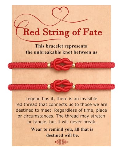 UNGENT THEM Red String of Fate - Forever Knot Couples Bracelets Christmas Valentines I Love You Gifts for Boyfriend Girlfriend Him Her