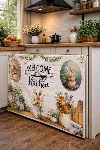 Image of Premium Printed Kitchen Sink Curtain | Washable & Dustproof Rod Pocket Counter Skirt | Perfect for Any Sink,Counter | Multicolor Cooking (Welcome to My Kitchen, Pack of 2)